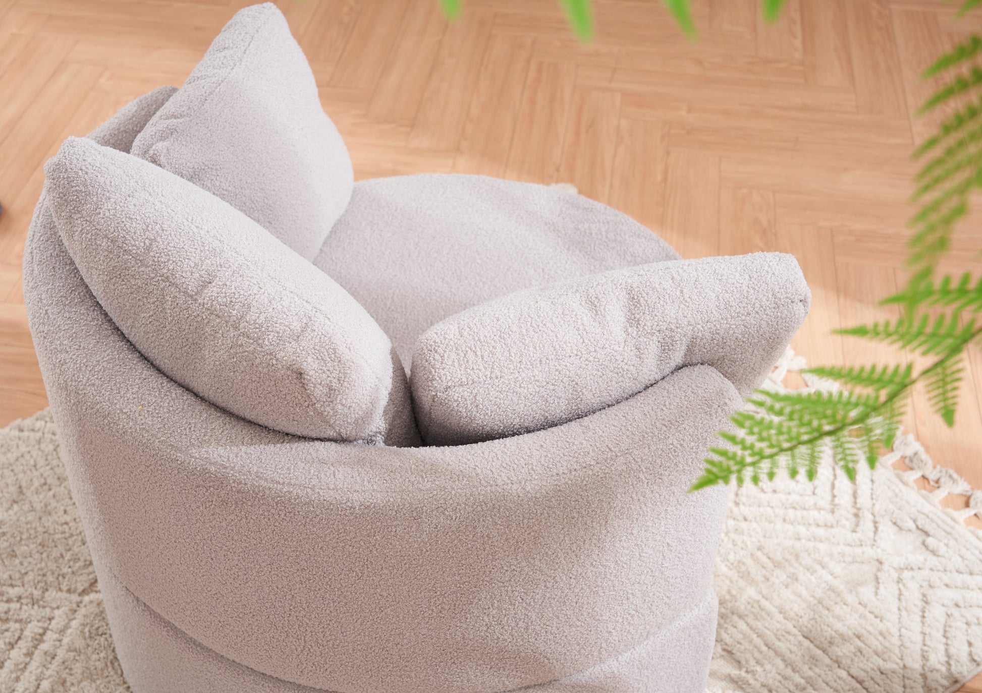029 Teddy Fabric Swivel And Storage Chair With Back Cushion For Living Room,Light Gray Light Gray Primary Living Space Modern Foam Teddy