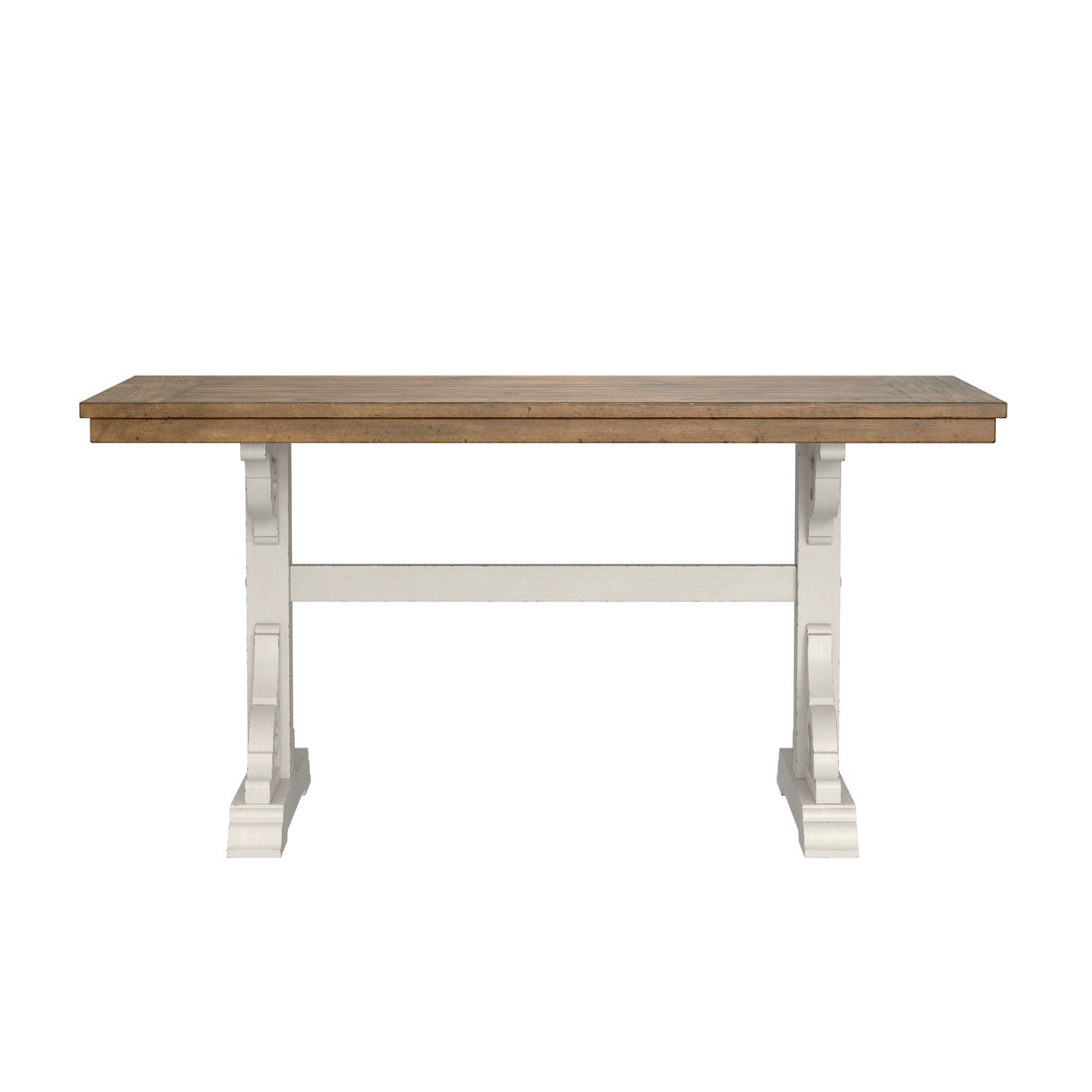 Haidel Brown And White Trestle Gathering Table Brown White Solid Wood