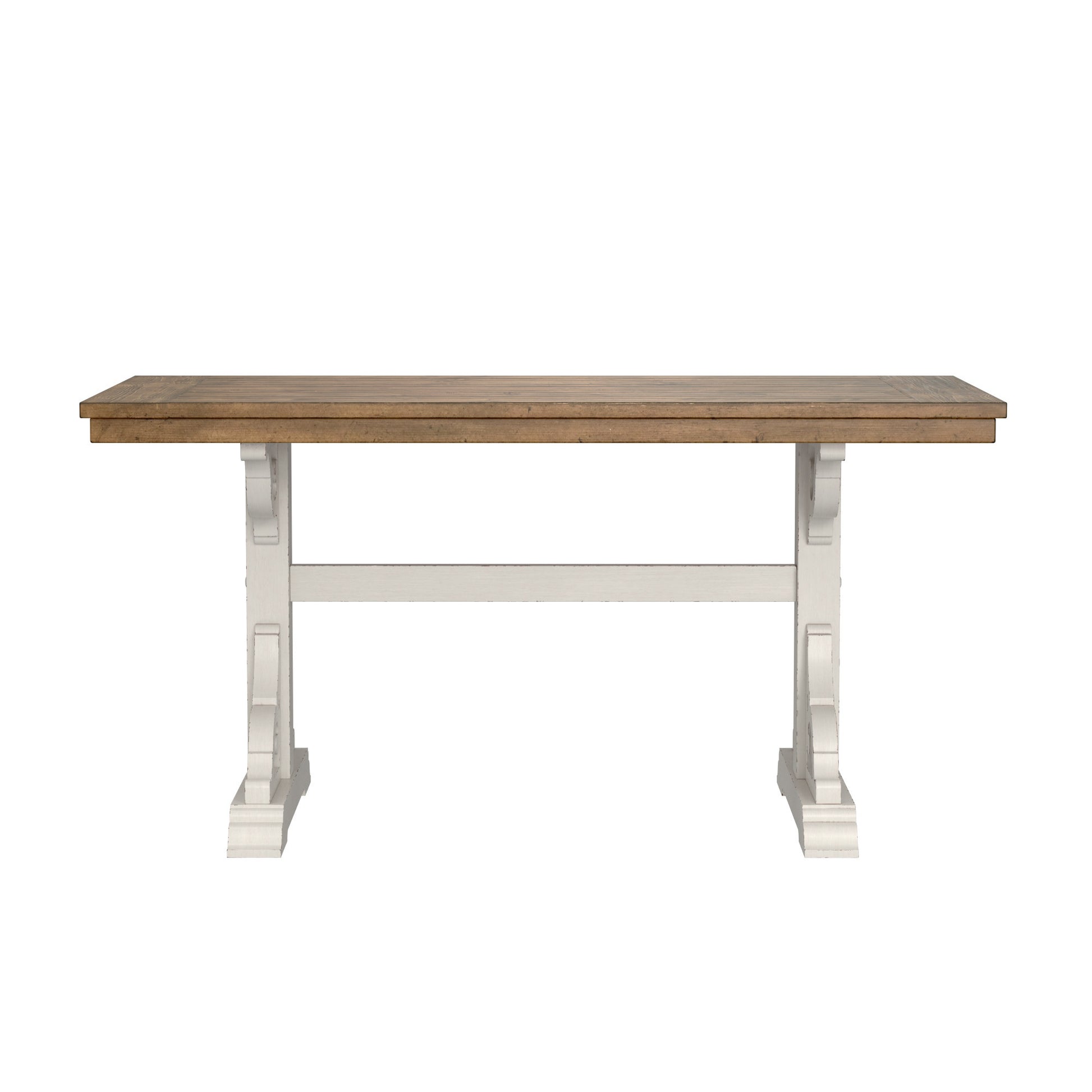 Haidel Brown And White Trestle Gathering Table Brown White Solid Wood