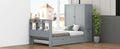 Twin Size Platform Bed With Storage Headboard And Footboard, Pull Out Shelves And Twin Size Trundle, Gray Box Spring Not Required Twin Gray Wood Bedroom Bed Frame Solid Wood Mdf