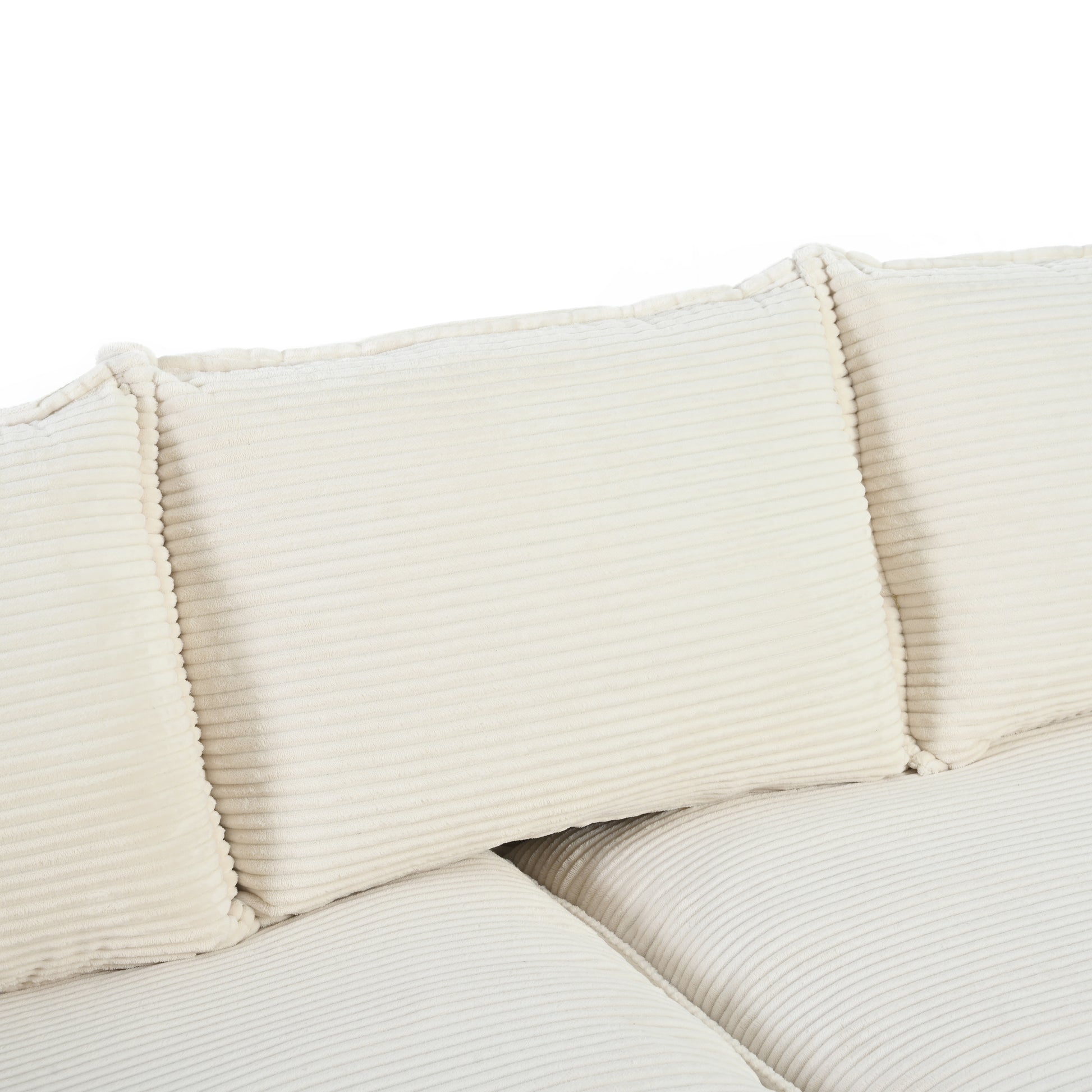 85.4" Modern Curved Sofa, Back Upholstered Couch With 2 Decorative Throw Pillows, Corduroy Fabric Couch For Living Room, Bedroomapartment Beige Corduroy 2 Seat