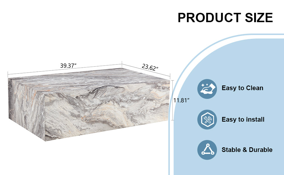 Modern Mdf Coffee Table With Grey Texture Pattern 39.3X23.6X11.8 Inches Stylish And Durable Design Grey Mdf