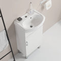18 Inch Mini Bathroom Cabinet With Ceramic Sink White White Solid Wood