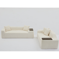 Arrived 2 Piece Boucle Cloud Sofa Set, Upholstered Sofa Set, Modern 3 Seater And 2 Seater Sofa With Mdf End Table For Living Room ,Apartment,3 2 Couch,Boucle,Beige Beige Polyester Primary Living Space Soft Tight Back Modern Square Arms Foam Upholstered 5