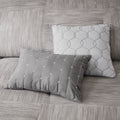 7 Piece Printed Seersucker Comforter Set Grey Cal King California King Grey Polyester
