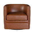 Capstone Tufted Barrel Swivel Chair Brown Wood