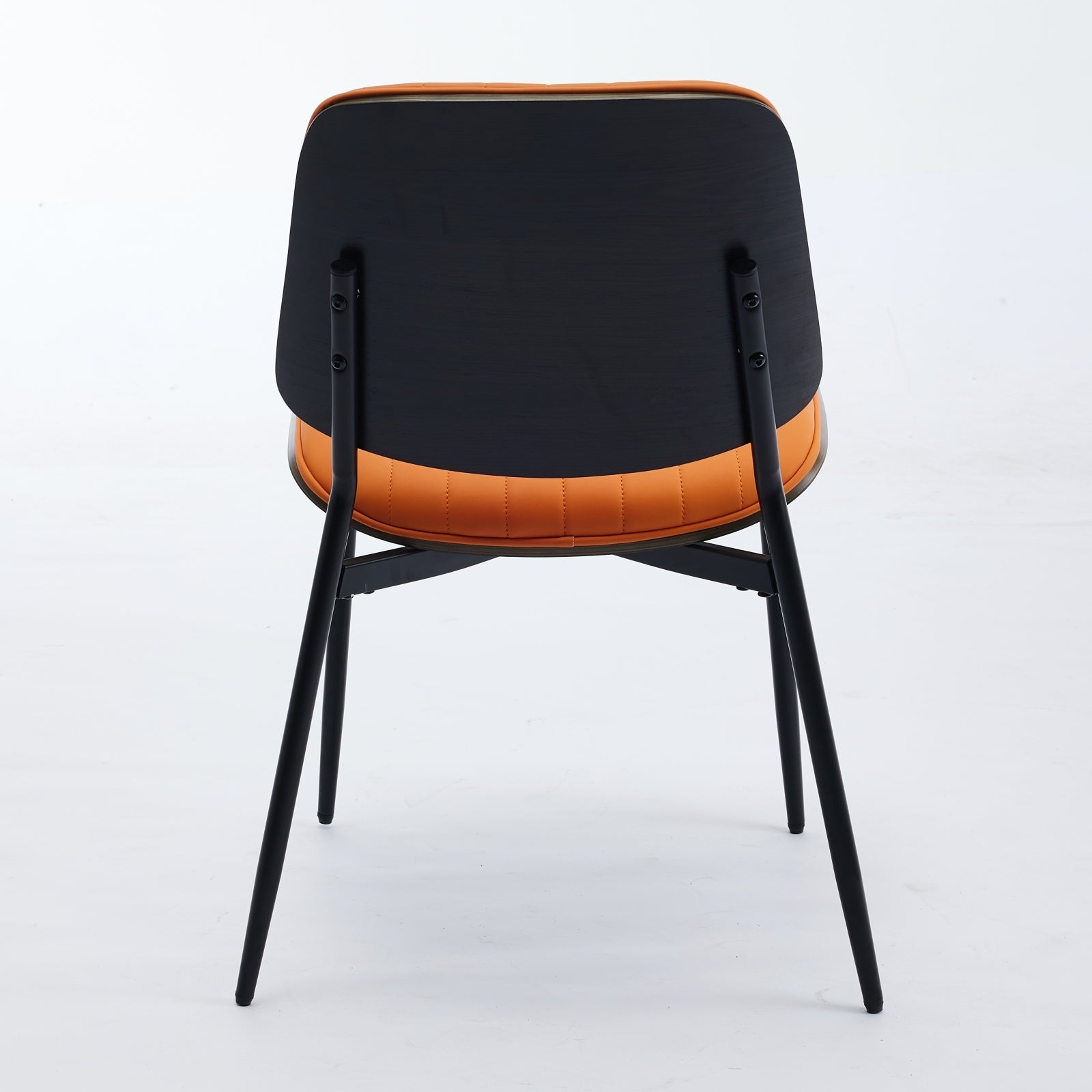 Dining Chairs Set Of 2 Mid Century Modern Retro Faux Leather Chair With Walnut Bentwood Back Upholstered Seat Metal Legs Adjustable Foot For Kitchen Dining Room Chairs Orange Pu Orange Dining Room Classic Set Of 2 Foam Pu Leather