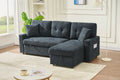 Sectional Sofa Bed L Shaped Sofa Couch Bed With Usb Port, Reversible Sofa Couch Sleeper With Pull Out Bed, Chaise With Storage, Pull Out Couch For Living Room Black Wood Fabric 3 Seat