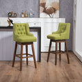 Coolmore Bar Stools Set Of 2 Counter Height Chairs With Footrest For Kitchen, Dining Room And 360 Degree Solid Wood Legs Swivel Bar Stools Set Of 2 Olive Linen Olive Foam Linen