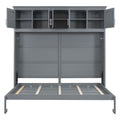 Full Size Murphy Bed Wall Bed With Top Cabinets,Gray Full Gray Plywood