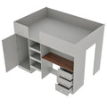 Wood Full Size Loft Bed With Built In Wardrobe, Desk, Storage Shelves And Drawers, Grey Expected Arrival Time: 9.8 Box Spring Not Required Full Grey Wood Bedroom Bed Frame Solid Wood Mdf