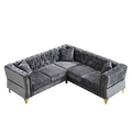 81.5 Inch Chenille Corner Sofal Shaped Sectional Couch, 5 Seater Corner Sofas With 3 Cushions For Living Room, Bedroom, Apartment, Office Grey Foam Chenille 5 Seat