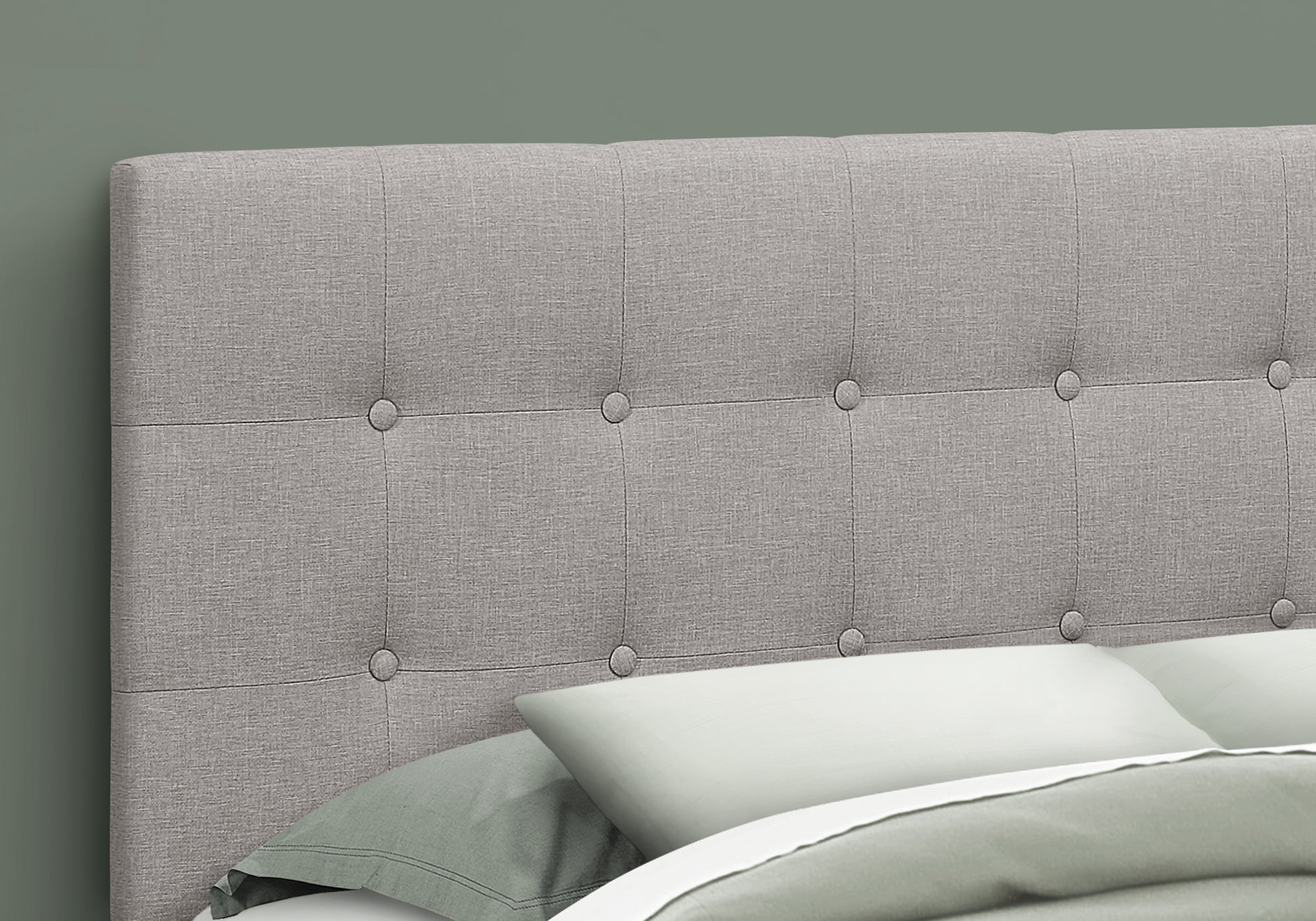 Bed, Headboard Only, Queen Size, Bedroom, Upholstered, Grey Linen Look, Transitional Grey Foam Solid Wood Mdf