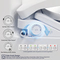 Smart Bidet Toilet Seat With Side Knob Adjustable Heated Seat With Water Temperature And Pressure Adjustment Portable Bidet With Automatic Nozzle Cleaning White Plastic