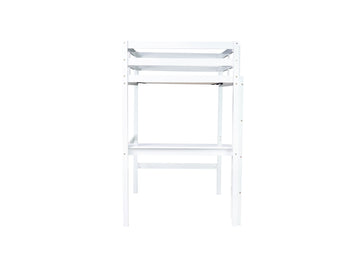 Twin High Loft Bed, Rubber Wood Loft Bed With Safety Guardrail, Built In Desk, Ladder,White Twin White Rubber Wood