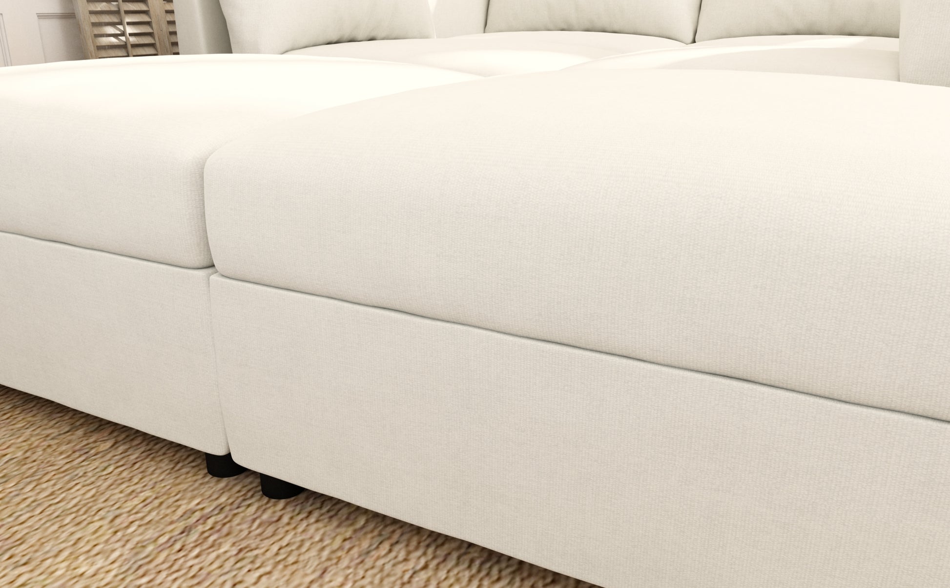 Modern Large Sectional Sofa, U Shape Modular Sectional Couch With Storage Function,123" Sofa Bed With Ottoman,6 Seat Sectionals Chaise For Living Room,Chenille Antique White Fabric 6 Seat