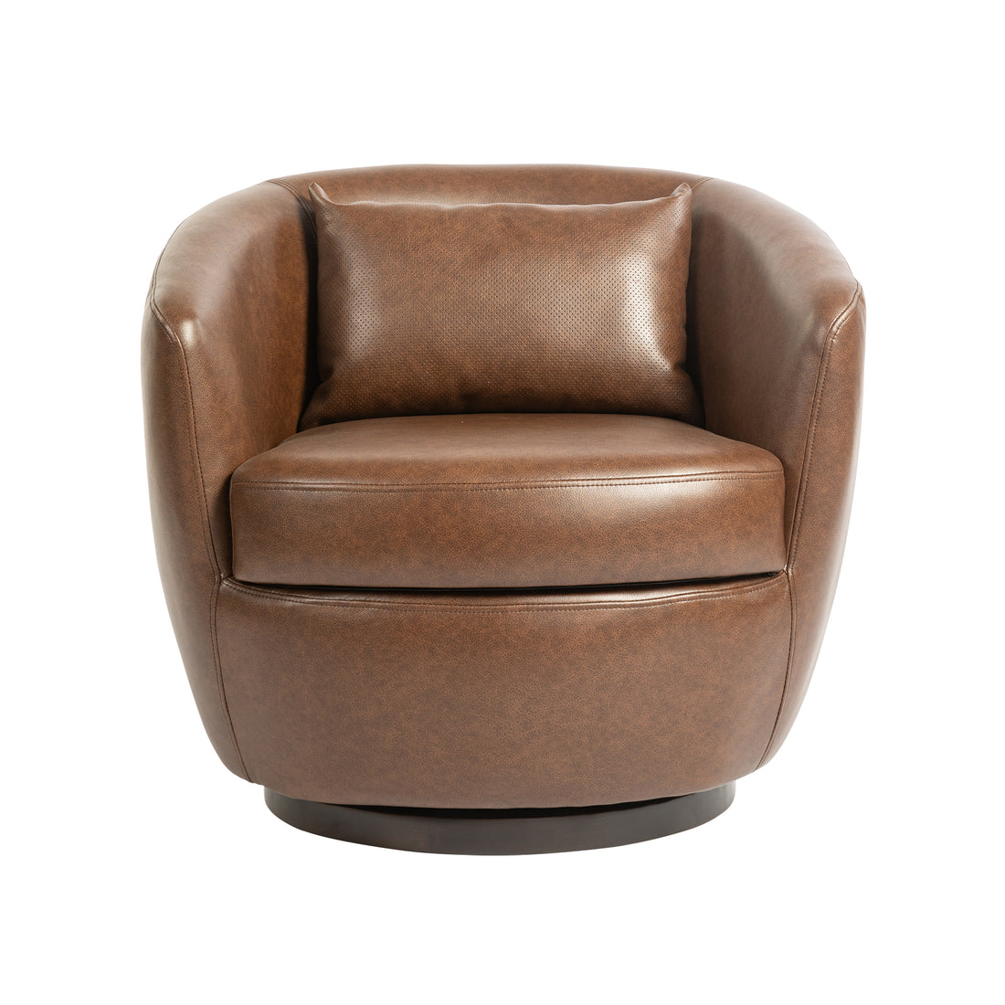 Upholstered Swivel Barrel Armchair With Storage Modern Living Room Side Chair For Bedroom Office Reading Spaces Pu Dark Brown Dark Brown Foam Upholstered