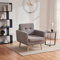 Accent Chair, Reading Chair For Living Room & Bedroom, Mid Century Modern Arm Chair, Button Tufted Upholstered Accent Chairs Sofa With Solid Wood Frame Stone Grey Grey Solid Wood