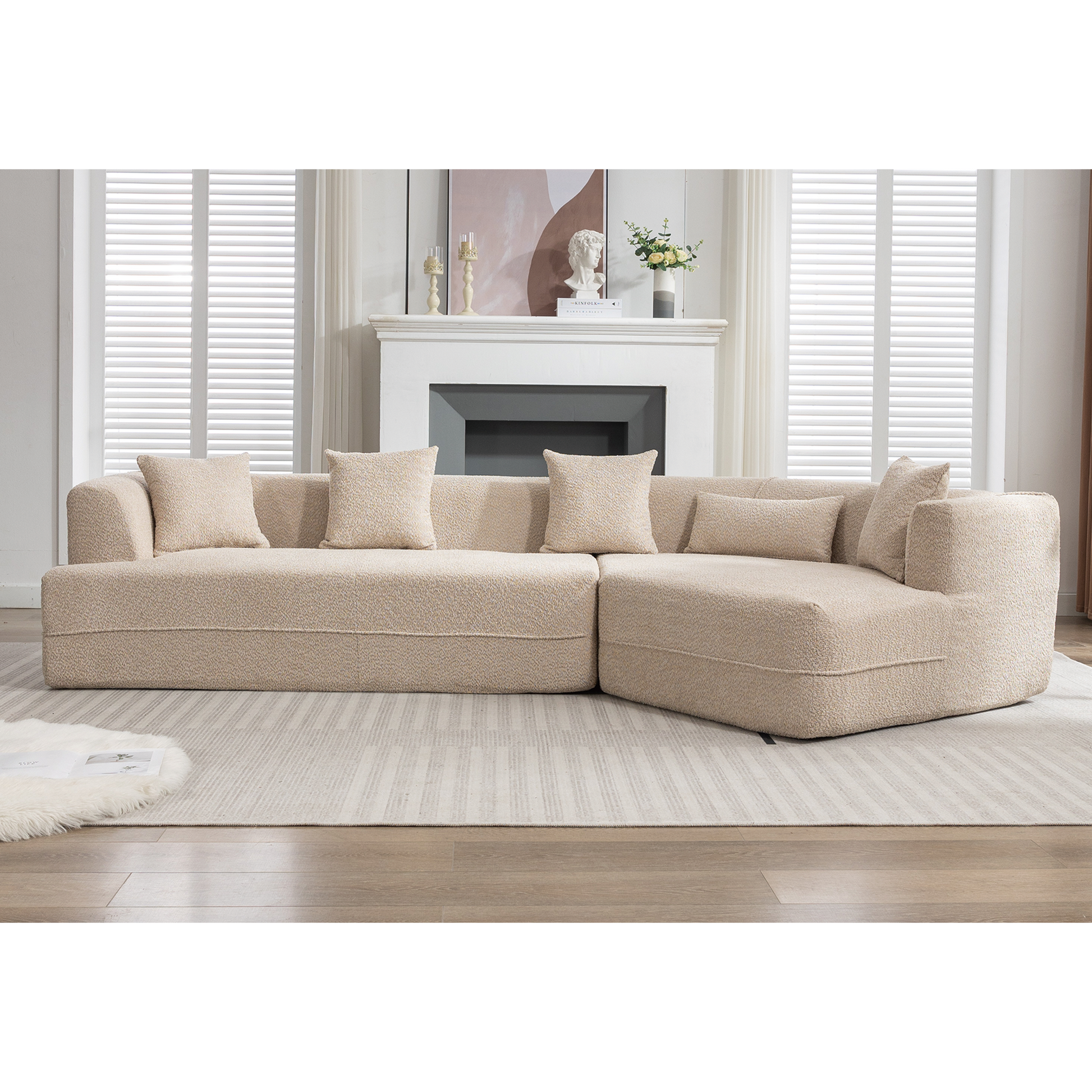 And Upgraded Extended Edition Modular Sofamodern Minimalist Style Sofa, Upholsteredfree Combination, Round Fiber Fabric, Anti Wrinkle Fabric,Dimension Extension,Brown Light Brown Polyester Primary Living Space Medium Soft Tight Back Modern Flared Arms