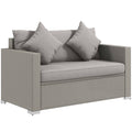 Outsunny Patio Wicker Loveseat With Cushions, 2 Seat Outdoor Pe Rattan Couch, Sofa With Throw Pillows For Porch, Backyard, Garden, Poolside, Gray Gray Steel