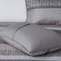 6 Piece Reversible Jacquard Quilt Set With Throw Pillows Grey Taupe Full Queen Grey Taupe Cotton