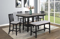2Pc Black Light Gray Counter Height Chair Slat Back Wooden Dining Room Furniture Gray Dining Room Contemporary,Modern Bar Stools Slat Back Set Of 2 Wood