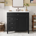 36'' Bathroom Vanity With Top Sink, Modern Bathroom Storage Cabinet With 2 Drawers And A Tip Out Drawer, Single Sink Bathroom Vanity Black Bathroom Solid Wood Mdf