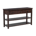 Retro Design Console Table With Two Open Shelves, Pine Solid Wood Frame And Legs For Living Room Espresso Espresso Solid Wood Mdf