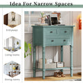 Narrow Console Table, Slim Sofa Table With Three Storage Drawers And Bottom Shelf Light Blue Light Blue Solid Wood Mdf