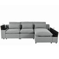 L Shaped Modular Sectional Sofa With Removable Back Cushions,3 Pillows And 2 Storage Spaces,Suitable For Living Rooms,Offices And Apartments Gray Polyester 3 Seat