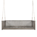 Patio Minimalist Twin Size Garden Swing Bed Wood Porch Swing With Ropes For Backyard, Safe Sloped Design, Gray Gray Weather Resistant Frame Garden & Outdoor Minimalist 2 Person Seating Group Acacia