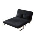 Velvet Black 55 Convertible Chair Bed, Tri Fold Sofa Bed With Adjustable Backrest & Pillow, Leisure Chaise Lounge Couch With Sturdy Steel Frame For Home & Office, Comfortable Sleeper Chair Black Velvet Metal Primary Living Space Medium Firm Contemporary