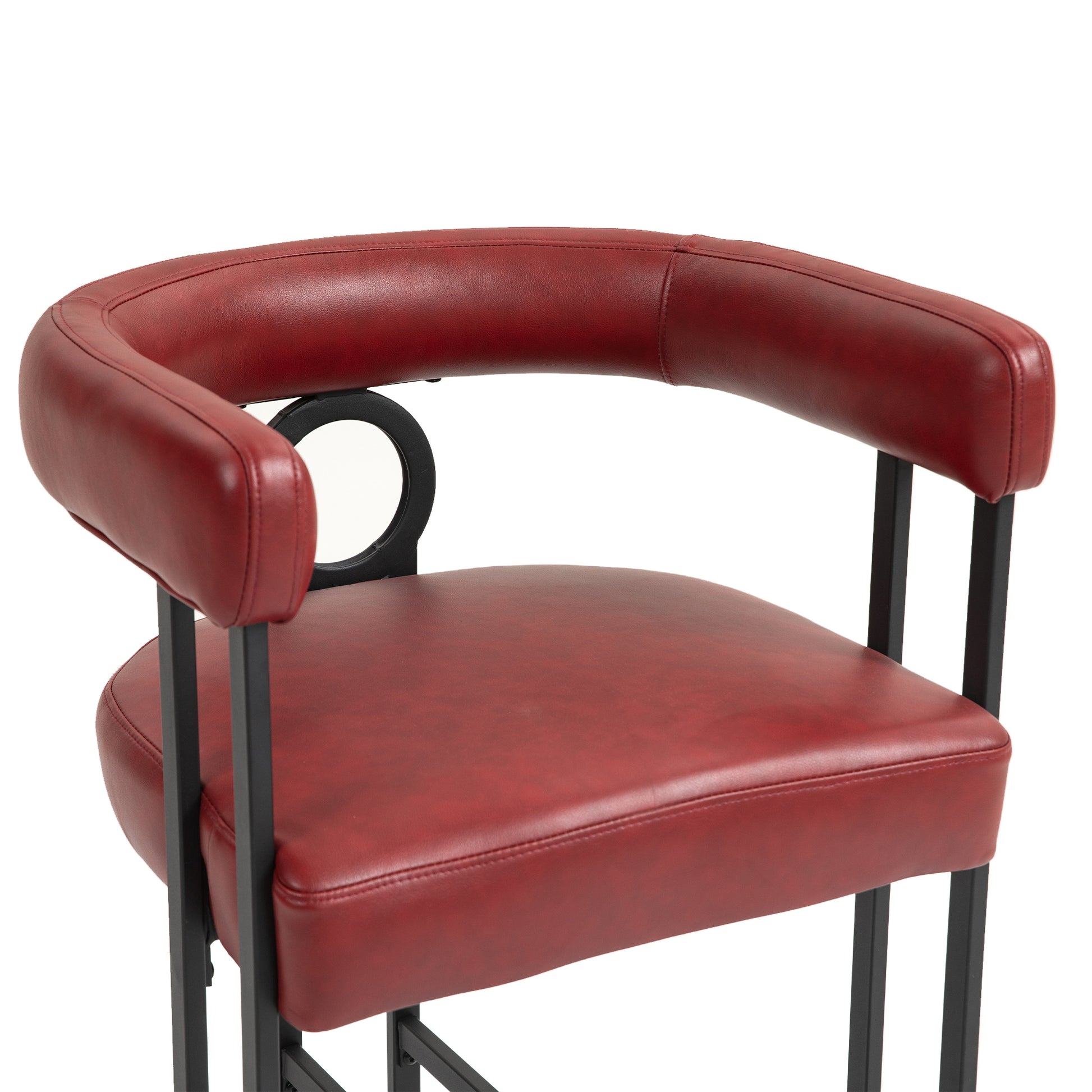 Coolmore Bar Stools Set Of 2, Modern Bar Stool With Back, Black Metal Frames, Upholstered Bar Stools For Kitchen Island, Pub, Club Wine Red Pu Wine Red Dining Room Foam Pu Leather
