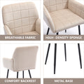 Dining Chairs Set Of 2, Upholstered Kitchen Chairs With Comfortable Seat, Velvet Dining Chairs With Armrests, Easy To Assemble And Clean, For Dining Room, Kitchen, Living Room, Cream Color Cream