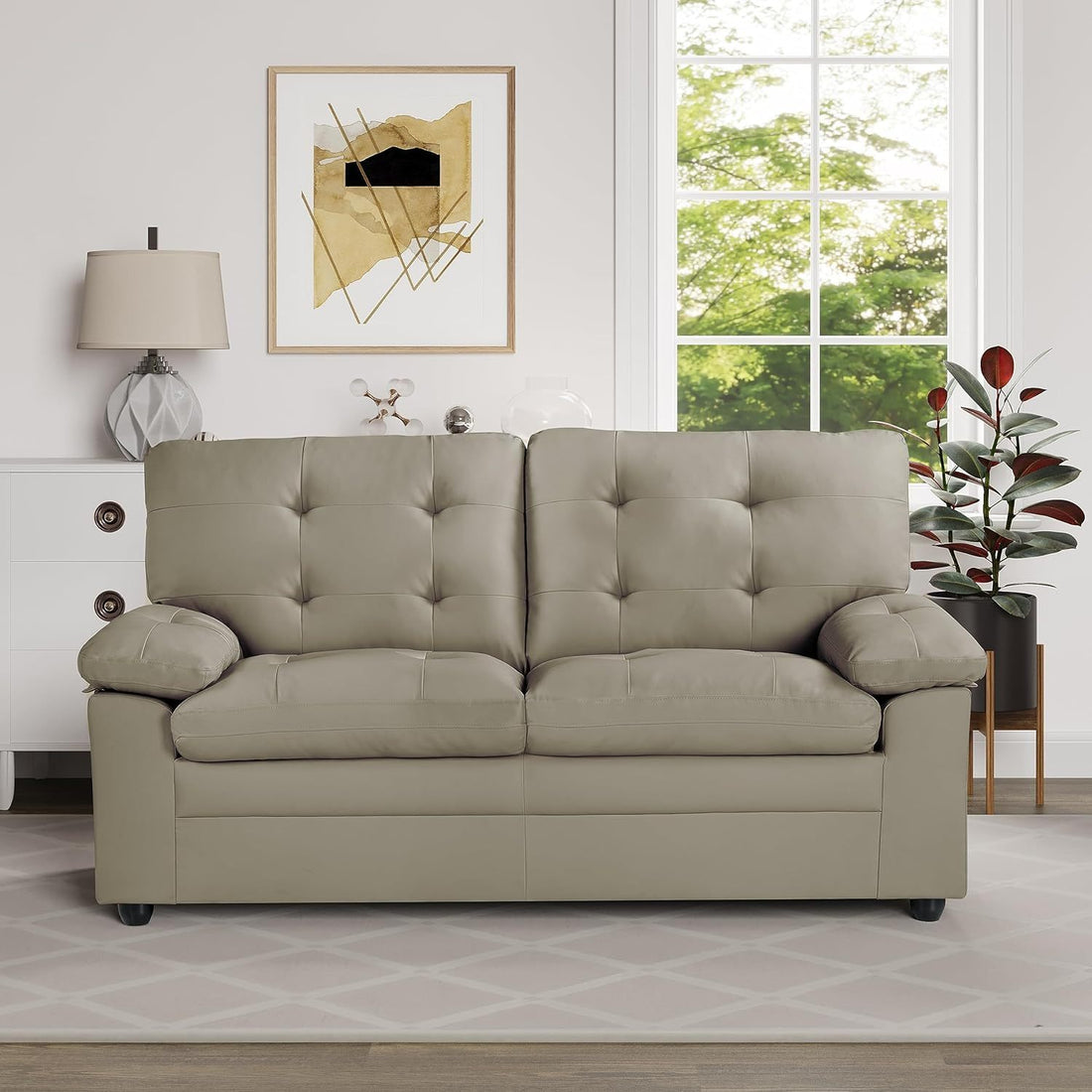 Apartment Beautiful Seat Love, 2 Seat, Grey Faux Leather Grey Pu 2 Seat