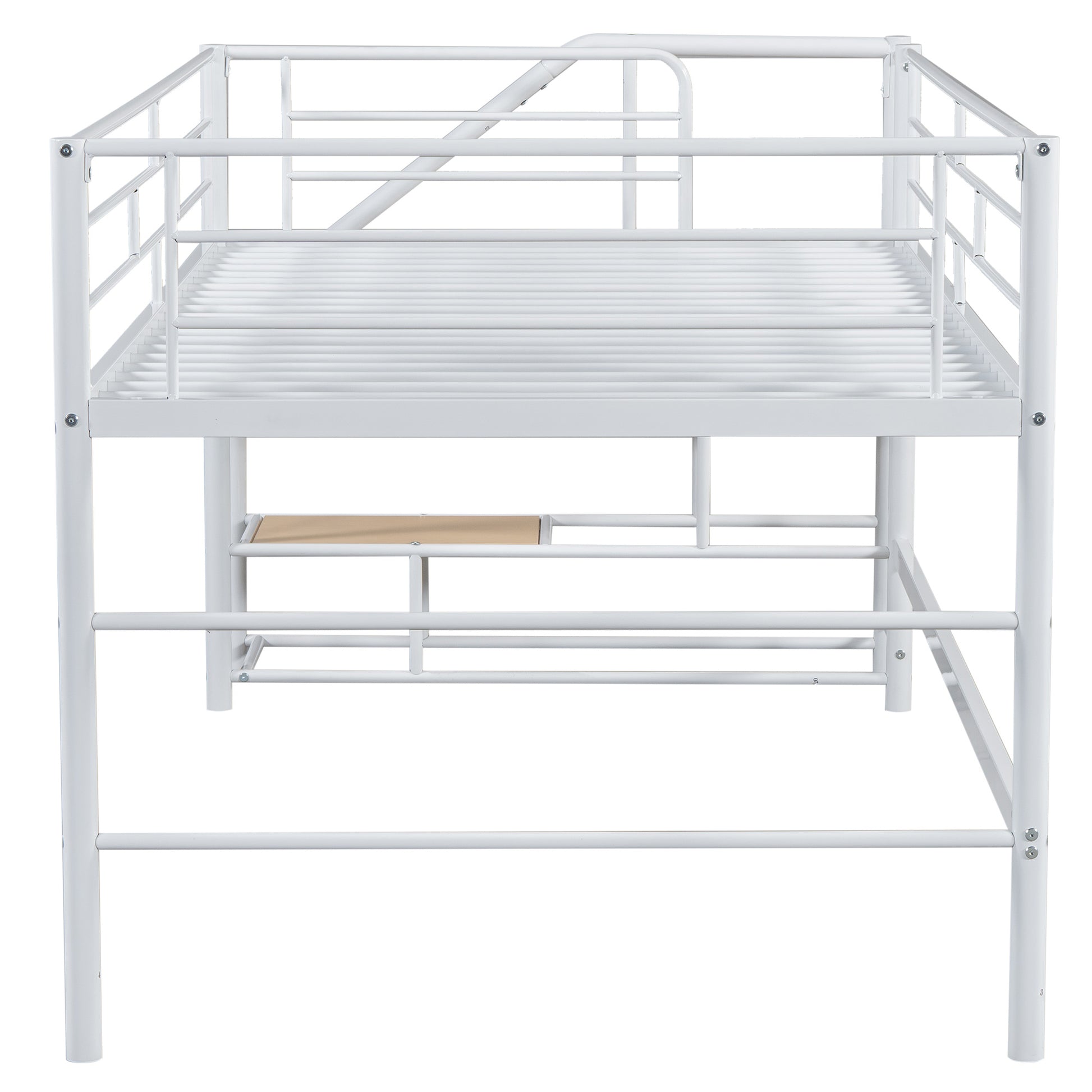 Mid Loft Bed With Storage Stairs, Twin, White Twin White Mdf Metal