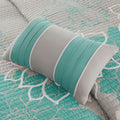 6 Piece Printed Cotton Quilt Set With Throw Pillows Aqua Full Queen Full Aqua Polyester