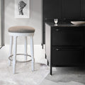 Bar Stools Set Of 2 White Color, 360 Degree Swivel, Accent Wooden Swivel Seat Counter Height Bar Stool, Grey Cushion Seat, Barstool Perfect For Dining And Living Room Height 26