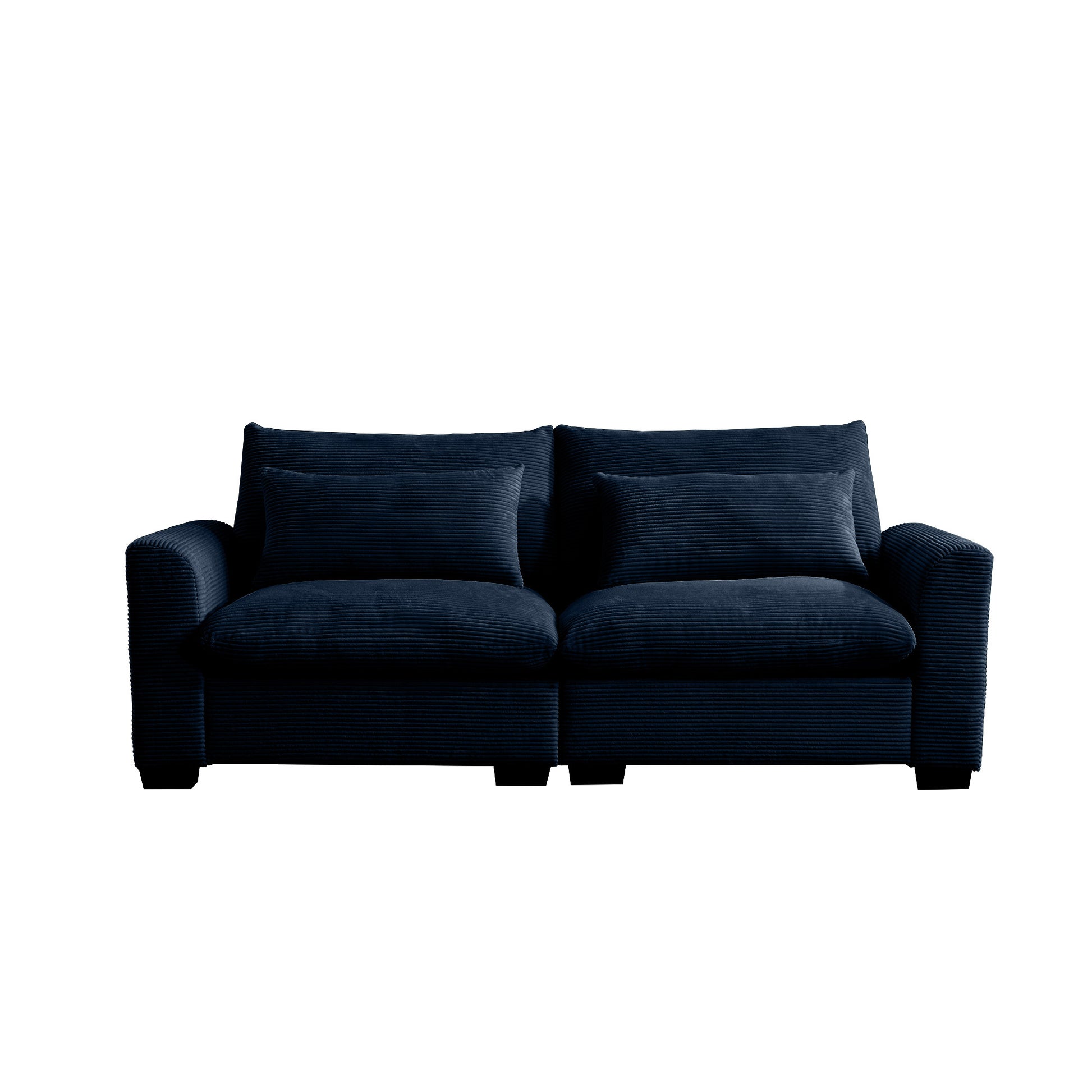 Modern Sofa 2 Seater Corduroy Fabric Sofa With Armrests For Apartment Living Room, Bule Blue Corduroy 2 Seat