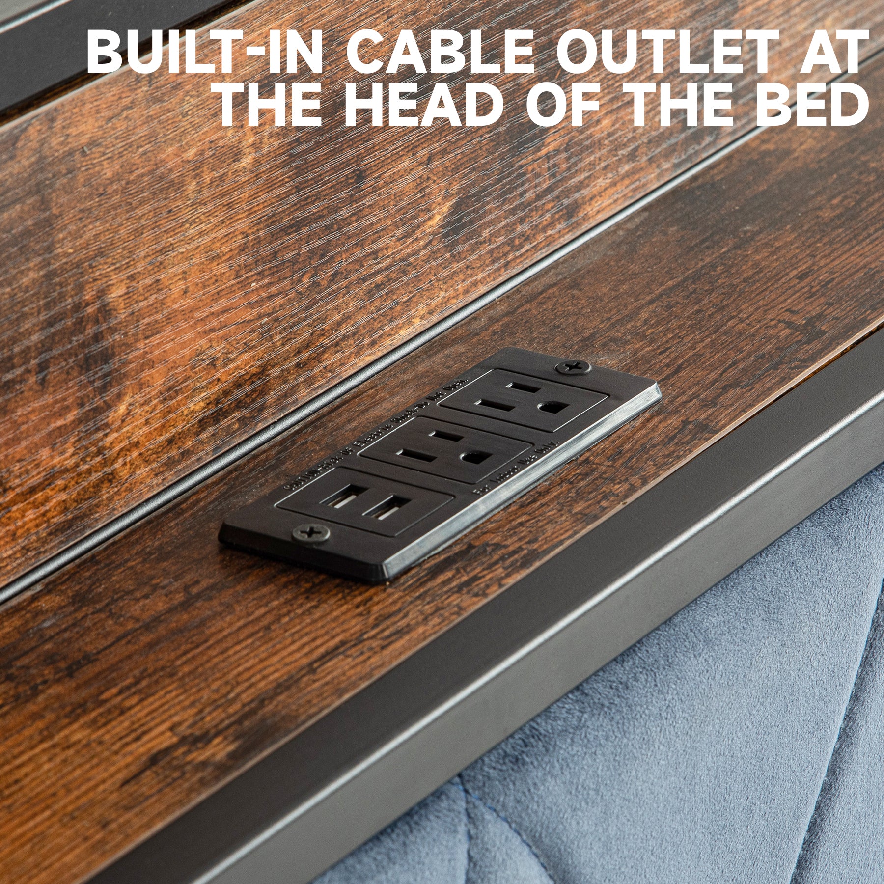 Black Full Metal Bed Frame With Upholstered Headboard And Footboard And Iron Slats, Rustic Bed Base, Heavy Duty Platform Bed Frame,12 Inch Underbed Storage No Springs Required Box Spring Required Full Black Dark Walnut Metal Brown Bedroom