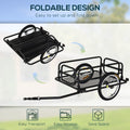 Aosom Bike Cargo Trailer For Hefty Loads, Foldable Compact Storage, Universal Hitch, Bike Wagon Bike Trailer Bicycle Cargo Trailer Bike Attachment With 16