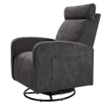 Swivel Upholstered Manual Recliner Chair Theater Recliner Sofa 360 Degree Nursery Glider Rocker For Living Room, Dark Coffee Dark Gray Primary Living Space American Design,American Traditional,Modern Fiber Foam Pads Chenille