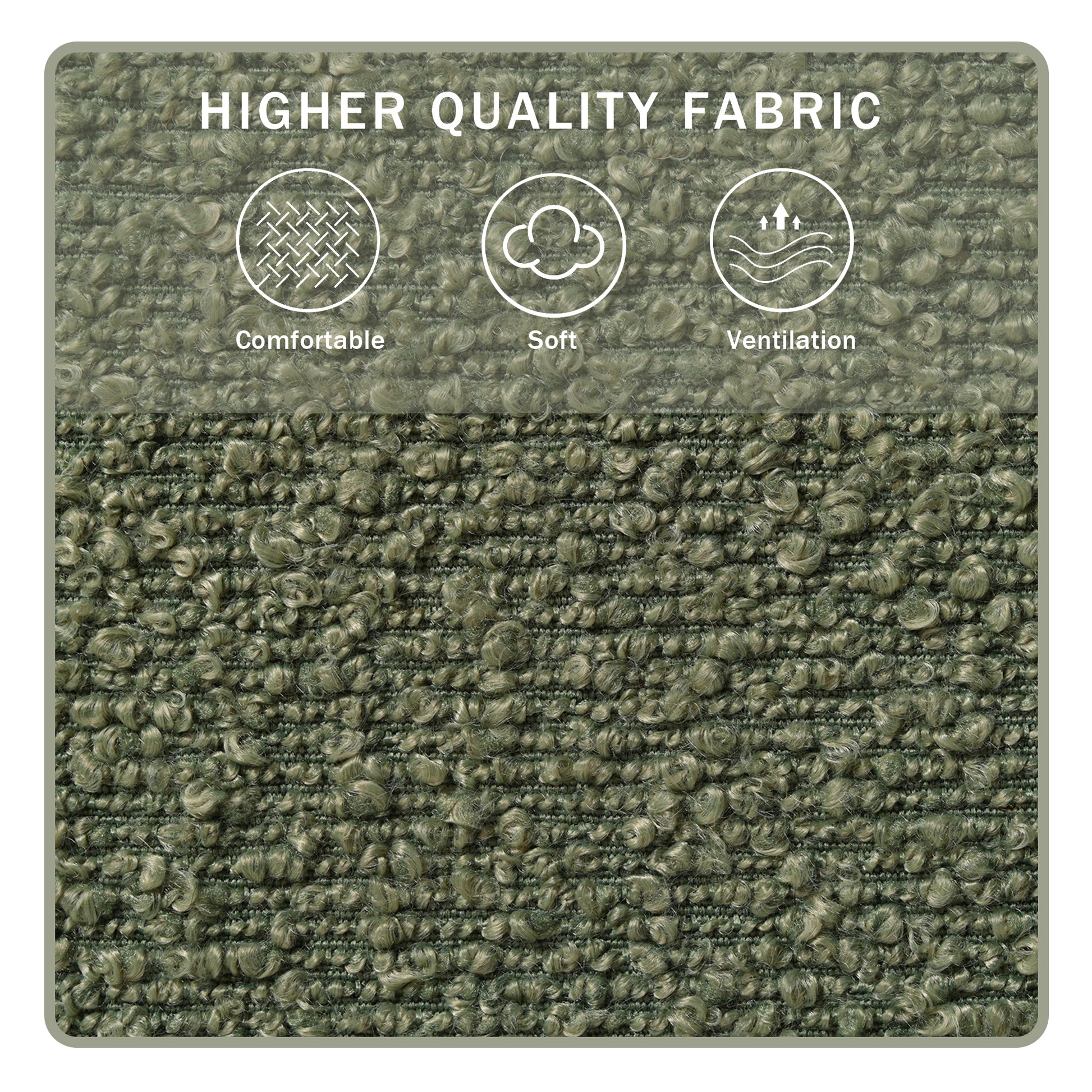 Mirod Sleek Right Angle Armrests, Ergonomic Lumbar Support, Square Wooden Block Legs, Inclined Seat For Comfort, Artistic Statement Piece For Living Room,Bedroom And Study Green Boucle