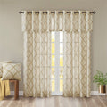Fretwork Print Grommet Top Window Valance Beige Gold 50X18