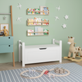 Kids Toy Box Chest, White Rubber Wood Toy Box For Boys Girls, Large Storage Cabinet With Flip Top Lid Safety Hinge, Toy Storage Organizer Trunk For Nursery, Playroom White Mdf