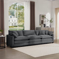 Mid Century Modern Sectional Sofa 3 Seater Sectional Sofa With 2 Arm Pillows And 3 Pillows, Living Room Sectional Grey Corduroy Fabric Grey Corduroy 3 Seat