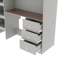 Wood Full Size Loft Bed With Built In Wardrobe, Desk, Storage Shelves And Drawers, Grey Expected Arrival Time: 9.8 Box Spring Not Required Full Grey Wood Bedroom Bed Frame Solid Wood Mdf