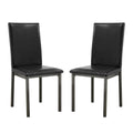 Set Of 2Upholstered Side Chairs In Black Solid Black Dining Room Rectangular Dining Chairs Set Of 2 Faux Leather,Metal