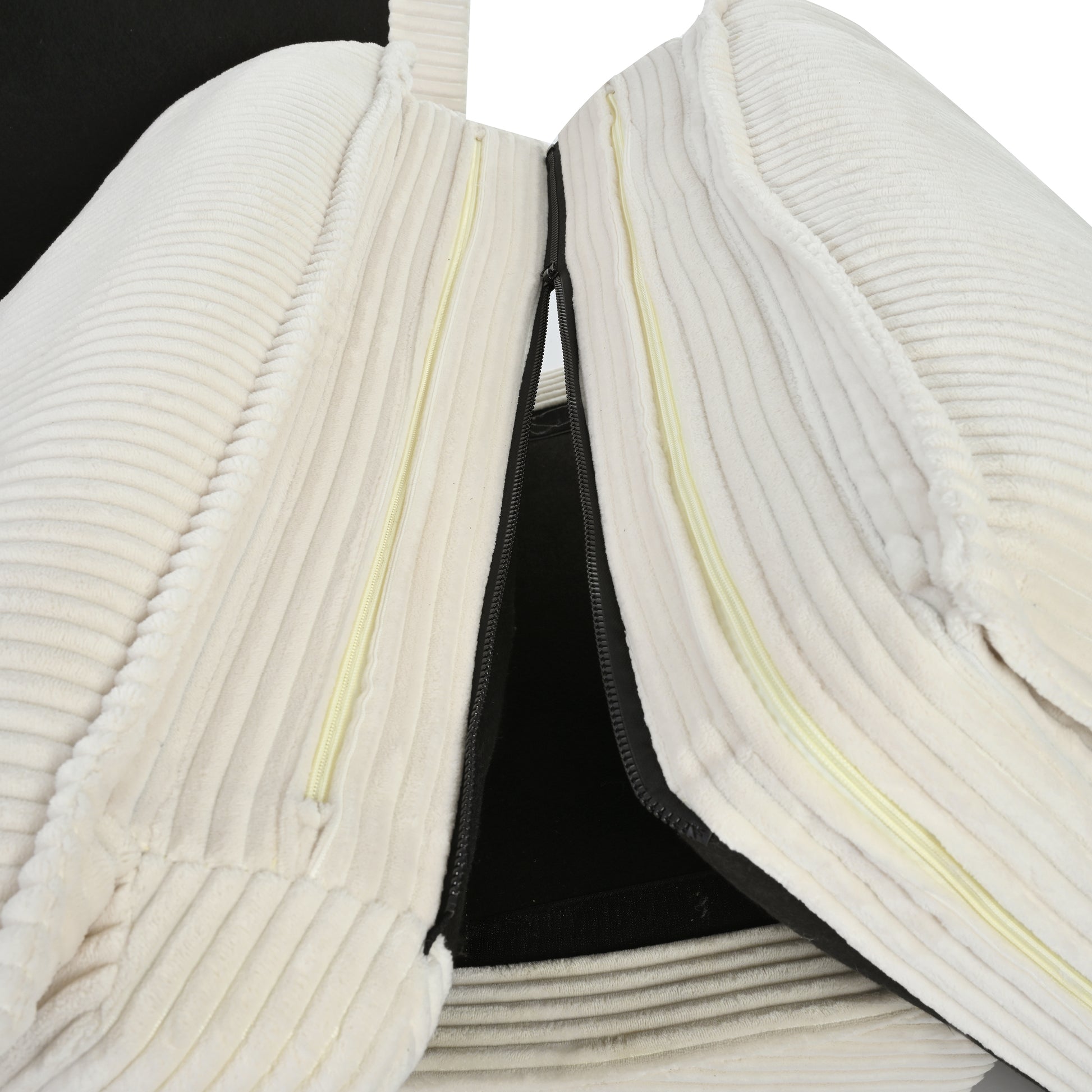 85.4" Modern Curved Sofa, Back Upholstered Couch With 2 Decorative Throw Pillows, Corduroy Fabric Couch For Living Room, Bedroomapartment Beige Corduroy 2 Seat