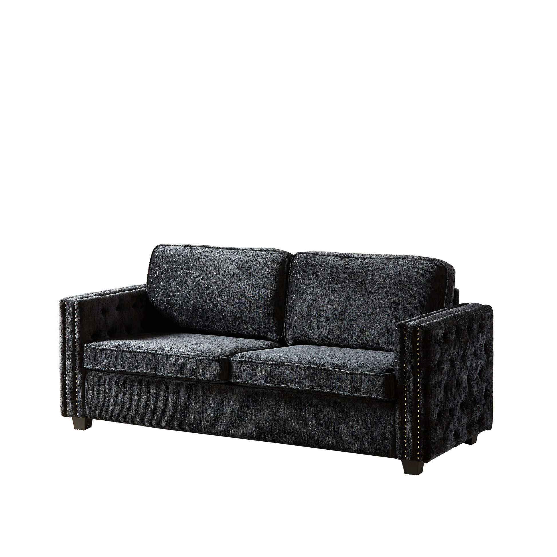 Convertible Sleeper Sofa With Memory Foam Mattress, 3 Seater Full Size Bed Couch For Living Rooms, Designed With Chenille Fabric Black Chenille 3 Seat